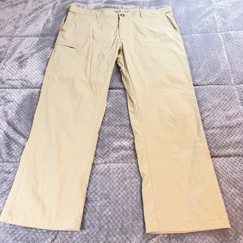 UB Tech Mens Classic Fit Utility Pants 40x30 Khaki Tan Straight Leg Work Trouser